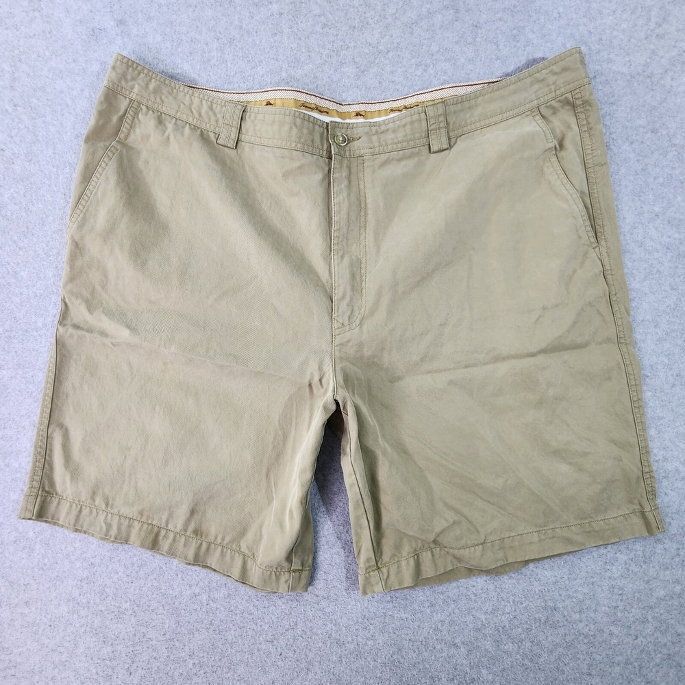 Tommy Bahama Chino Shorts Men Size 42x9 Beige Tencel Cotton Blend Pockets "Flaw"